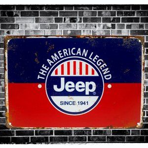 Jeep The American Legend Tin Metal sign Man Cave Vintage Style Rustic Garage New